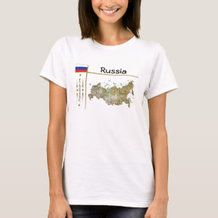 ロシアマップ+フラグ+タイトルTシャツ Tシャツ