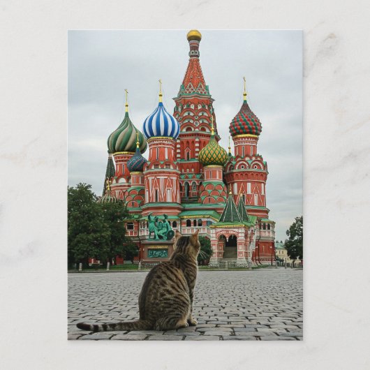 ロシアモスクワ旅行で猫 ポストカード (正面)