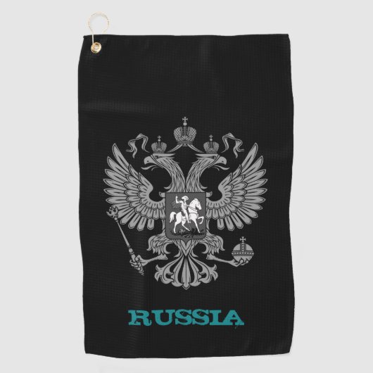 ロシアロシアのの金と紋章 ゴルフタオル (正面)