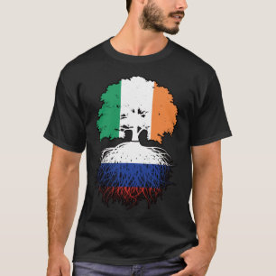 ロシアロシアのアイリッシュアイルランドツリールーツ国旗 Tシャツ