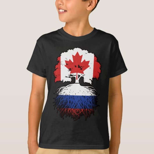 ロシアロシアのカナダツリールーツ国旗 Tシャツ (正面)