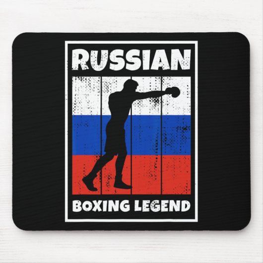 ロシアロシアのボクサーの旗付きボクシング伝説 マウスパッド (正面)