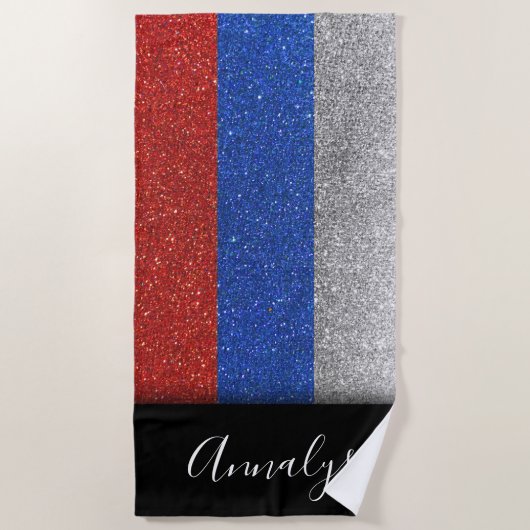 ロシアロシアのモスクワグリッター夏パーティー国旗 ビーチタオル (正面)