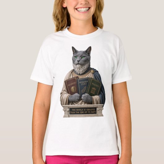 ロシアンブルーとアリストテレスの猫 Tシャツ (正面)