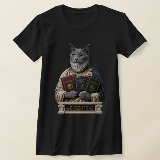 ロシアンブルーとアリストテレスの猫 Tシャツ (レイダウン)