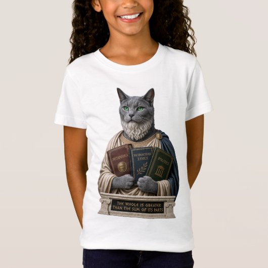 ロシアンブルーとアリストテレスの猫 Tシャツ (正面)
