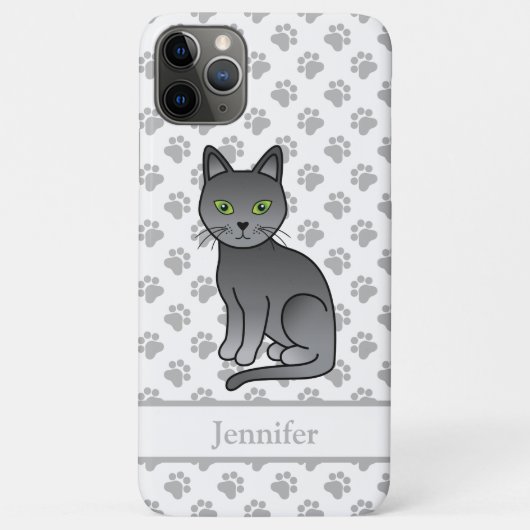 ロシアンブルーのかわいいキャラクター猫イラストと名前 Case-Mate iPhoneケース (裏面)