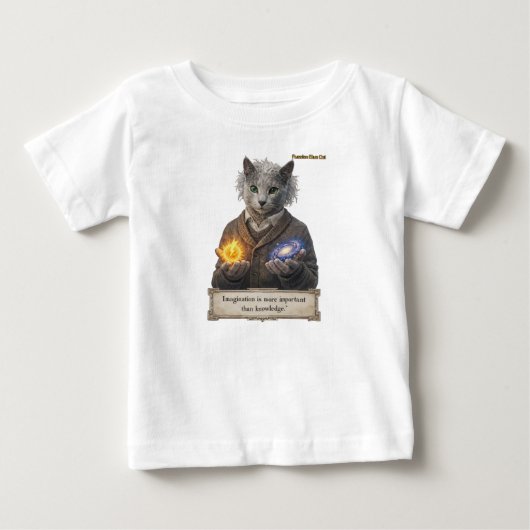 ロシアンブルーのアインシュタイン猫 - 想像力 ベビーTシャツ (正面)
