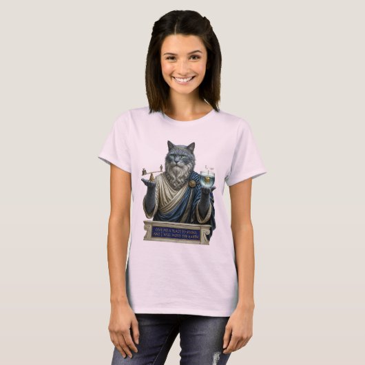 ロシアンブルーのアルキメデス猫 Tシャツ (正面フル)