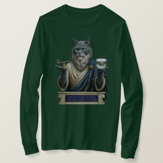 ロシアンブルーのアルキメデス猫 Tシャツ (デザイン正面)
