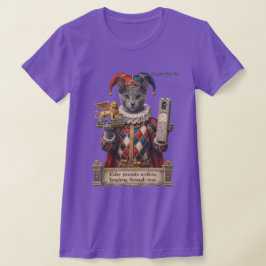 ロシアンブルーのアルレッキーノ猫 Tシャツ