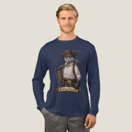 ロシアンブルーのカウボーイキャット – 自由を築く トライブレンドTシャツ