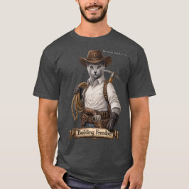 ロシアンブルーのカウボーイキャット - 自由を築く Tシャツ