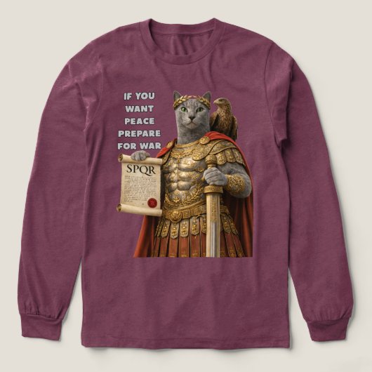 ロシアンブルーのカエサル猫 トライブレンドＴシャツ (デザイン正面)