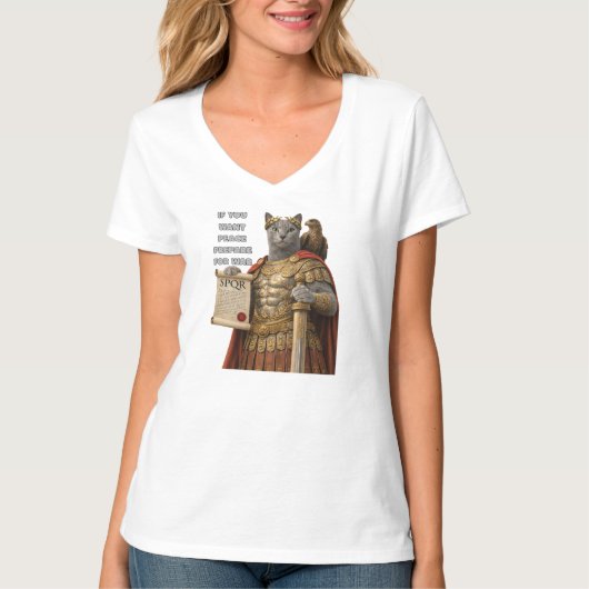 ロシアンブルーのカエサル猫 Tシャツ (正面)