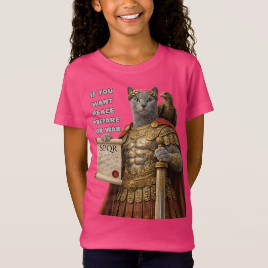 ロシアンブルーのカエサル猫 Tシャツ (正面)