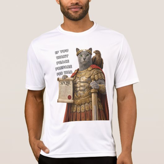 ロシアンブルーのカエサル猫 Tシャツ (正面)