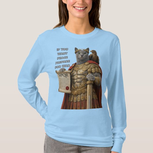 ロシアンブルーのカエサル猫 Tシャツ (正面)