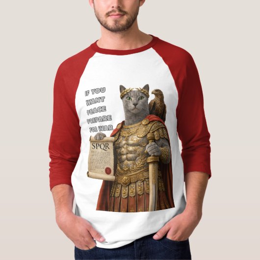 ロシアンブルーのカエサル猫 Tシャツ (正面)
