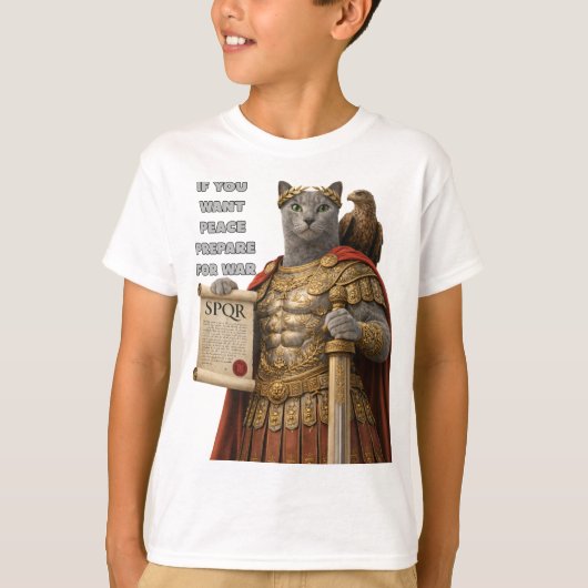 ロシアンブルーのカエサル猫 Tシャツ (正面)
