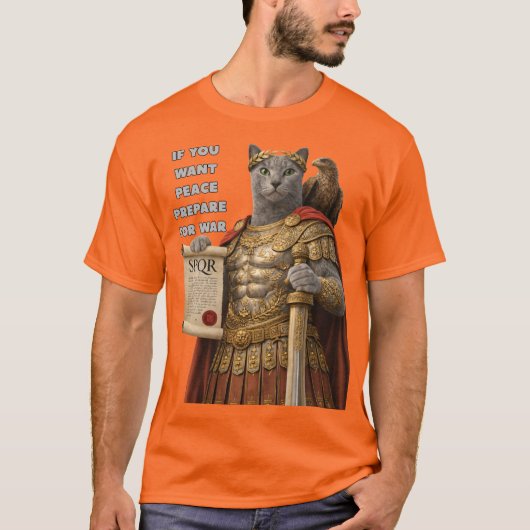 ロシアンブルーのカエサル猫 Tシャツ (正面)