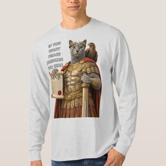 ロシアンブルーのカエサル猫 Tシャツ (正面)