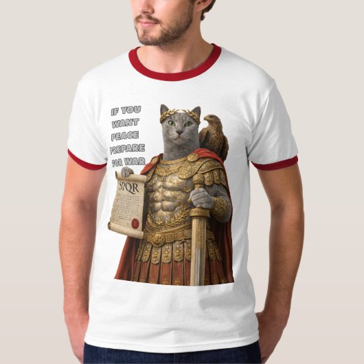 ロシアンブルーのカエサル猫 Tシャツ (正面)