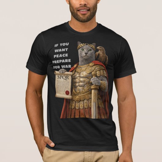 ロシアンブルーのカエサル猫 Tシャツ (正面)