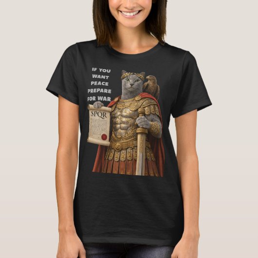 ロシアンブルーのカエサル猫 Tシャツ (正面)