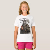 ロシアンブルーのサムライキャット Tシャツ (正面フル)
