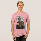 ロシアンブルーのサムライ猫 トライブレンドTシャツ (正面全面)