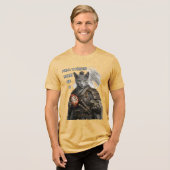 ロシアンブルーのサムライ猫 トライブレンドTシャツ (正面全面)