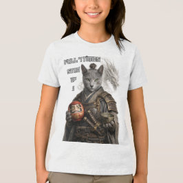 ロシアンブルーのサムライ猫 トライブレンドTシャツ