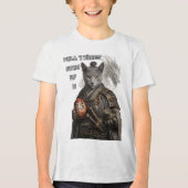 ロシアンブルーのサムライ猫 トライブレンドTシャツ (正面)