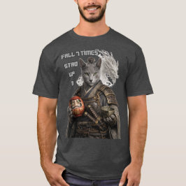 ロシアンブルーのサムライ猫 Tシャツ