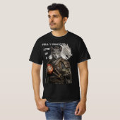 ロシアンブルーのサムライ猫 Tシャツ (正面フル)