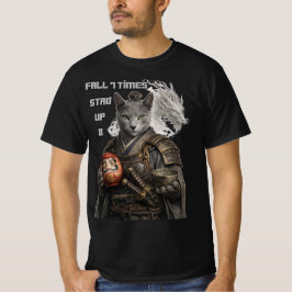 ロシアンブルーのサムライ猫 Tシャツ
