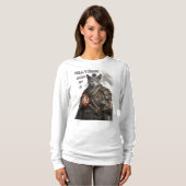 ロシアンブルーのサムライ猫 Tシャツ (正面フル)