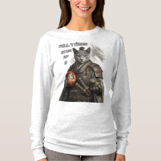 ロシアンブルーのサムライ猫 Tシャツ