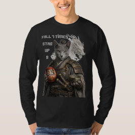 ロシアンブルーのサムライ猫 Tシャツ