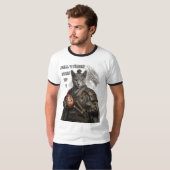 ロシアンブルーのサムライ猫 Tシャツ (正面フル)