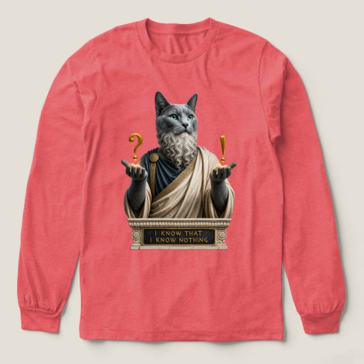 ロシアンブルーのソクラテス猫 トライブレンドTシャツ (デザイン正面)