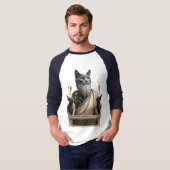 ロシアンブルーのソクラテス猫 Tシャツ (正面フル)