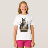 ロシアンブルーのソクラテス猫 Tシャツ (正面フル)