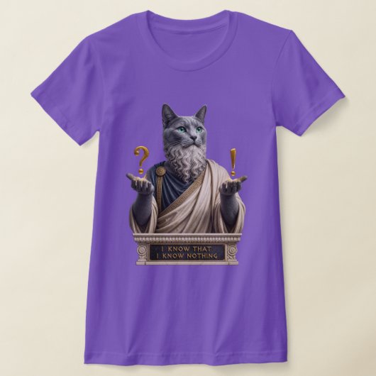 ロシアンブルーのソクラテス猫 Tシャツ (レイダウン)