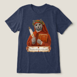ロシアンブルーのダンテ・アリギエーリ猫 トライブレンドTシャツ