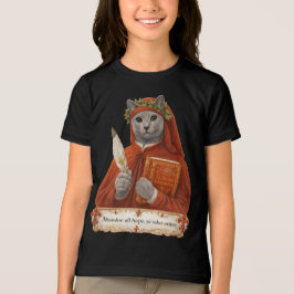 ロシアンブルーのダンテ・アリギエーリ猫 トライブレンドTシャツ