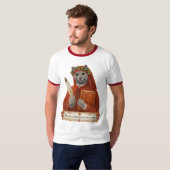 ロシアンブルーのダンテ・アリギエーリ猫 Tシャツ (正面フル)