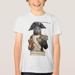 ロシアンブルーのナポレオン・ボナパルト猫 トライブレンドTシャツ