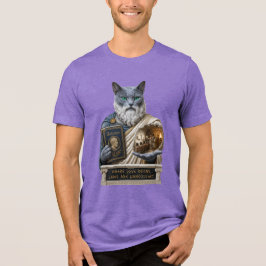 ロシアンブルーのプラトン猫 トライブレンドTシャツ